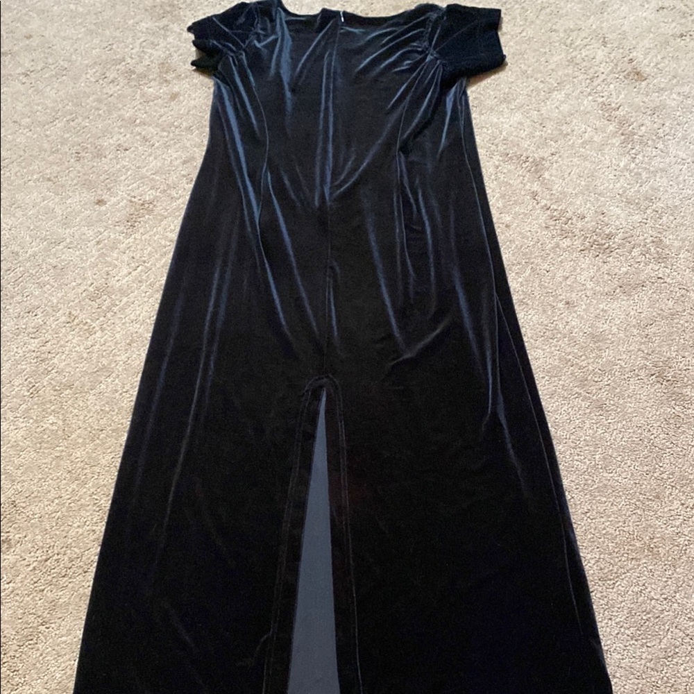 Elegant Y2K Black Velvet Size 14 Embellished Maxi Dress Dark Romance Goth Fall - Picture 11 of 14